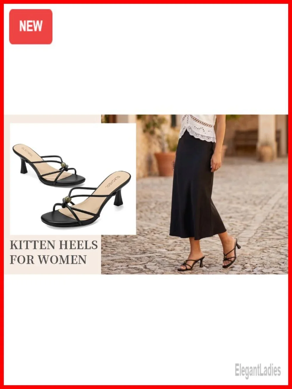Beaded Slip On Kitten Heels Open Toe Low Heeled Sandals for Women